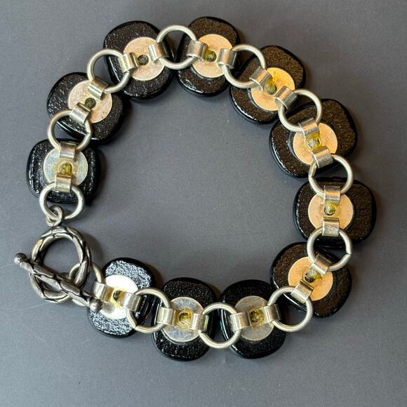 Dichroic Glass Bracelet Handmade Multicolor Glass Bracelet Womens - Picture 3 of 3